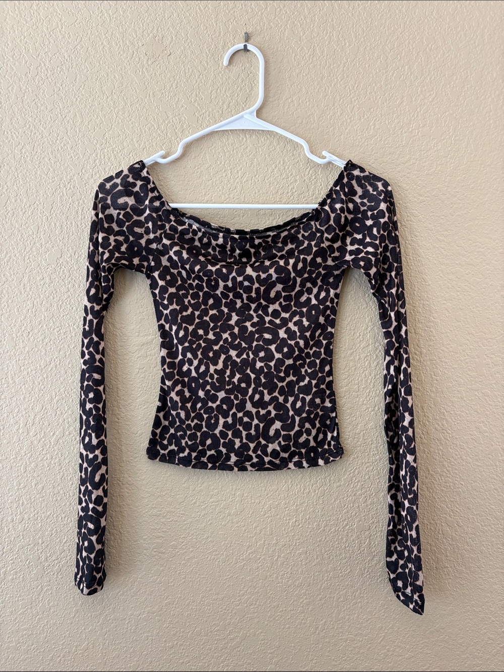 wild fable Leopard Print Off-Shoulder Long Sleeve Top - Black/Tan